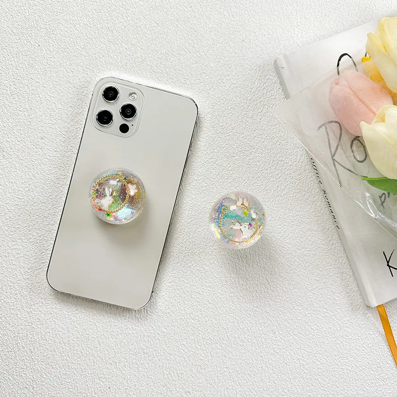 Factory Price Glitter Phone Holder Quicksand Liquid Cartoon Pattern Mobile Holder Accessories Promotion Gift