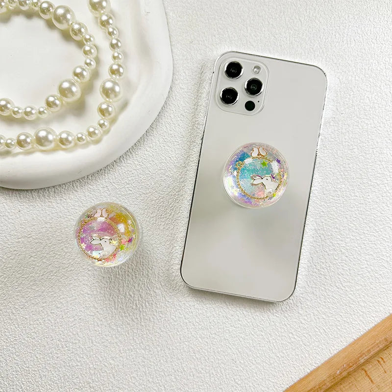 Factory Price Glitter Phone Holder Quicksand Liquid Cartoon Pattern Mobile Holder Accessories Promotion Gift
