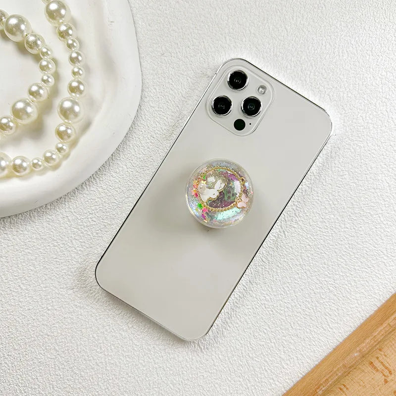 Factory Price Glitter Phone Holder Quicksand Liquid Cartoon Pattern Mobile Holder Accessories Promotion Gift