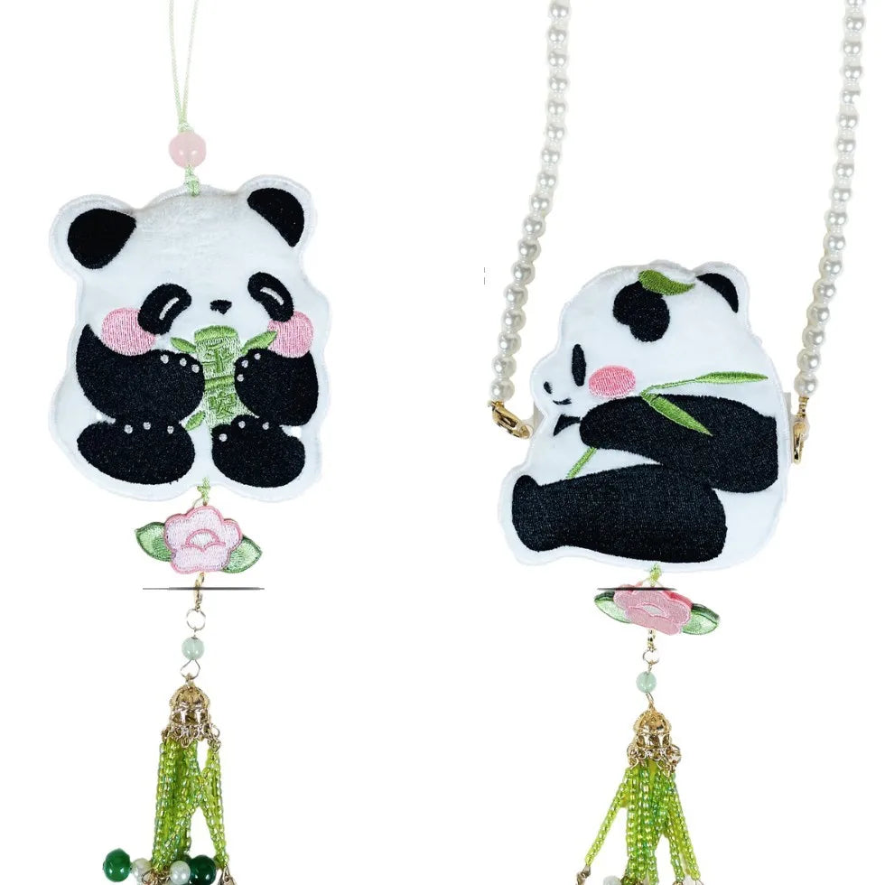 Panda Embroidery Telescopic Adjustable Anti-lost Mobile Phone Back Clip Universal Model 001