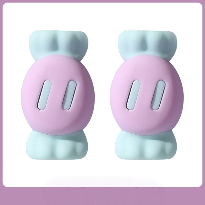3D Lovely Candy Cartoon Silicone Cable Protector Head Case Cover Set Phone Charger Cable Protector