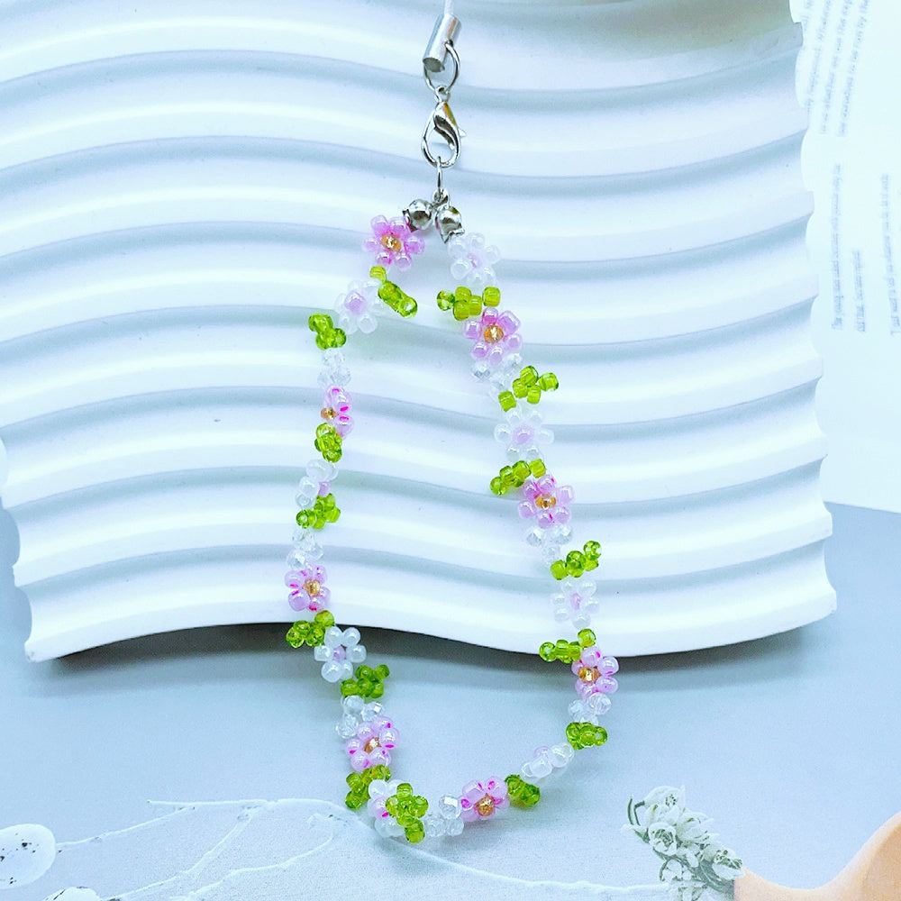 Women's Stylish Anti-Lost Pearl Butterfly Beaded Phone Strap Acrylic Phone Case Chain Lanyard Chic