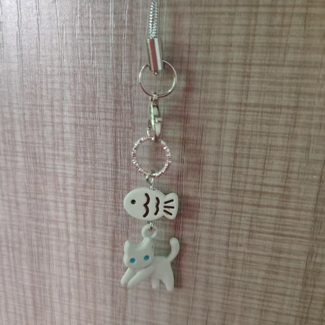 Black Cat Little Fish Phone Chain Pendant Cute Earphone Hanging Card Holder Semi-Handmade Black Cat Decor Chain