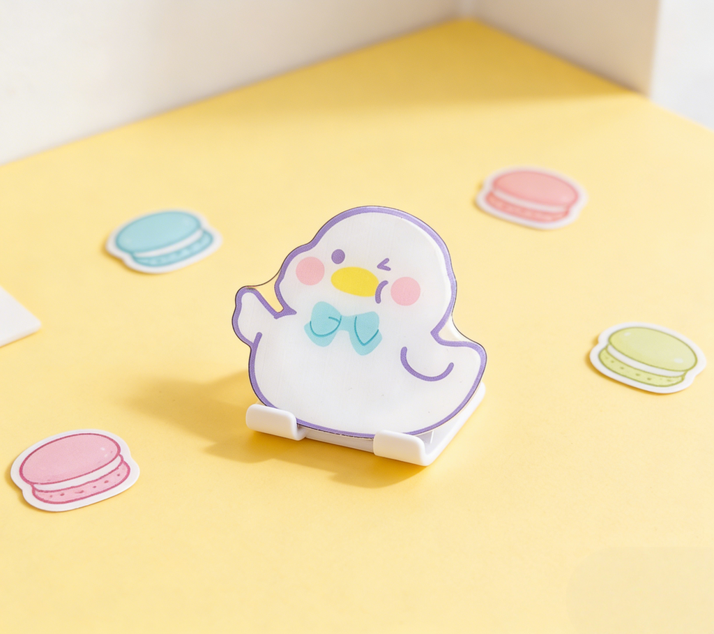 Cute Cartoon Duck Phone Grip Socket Clear Epoxy Mobile Holder With Adorable Pattern Stylish Cell Phone Stand
