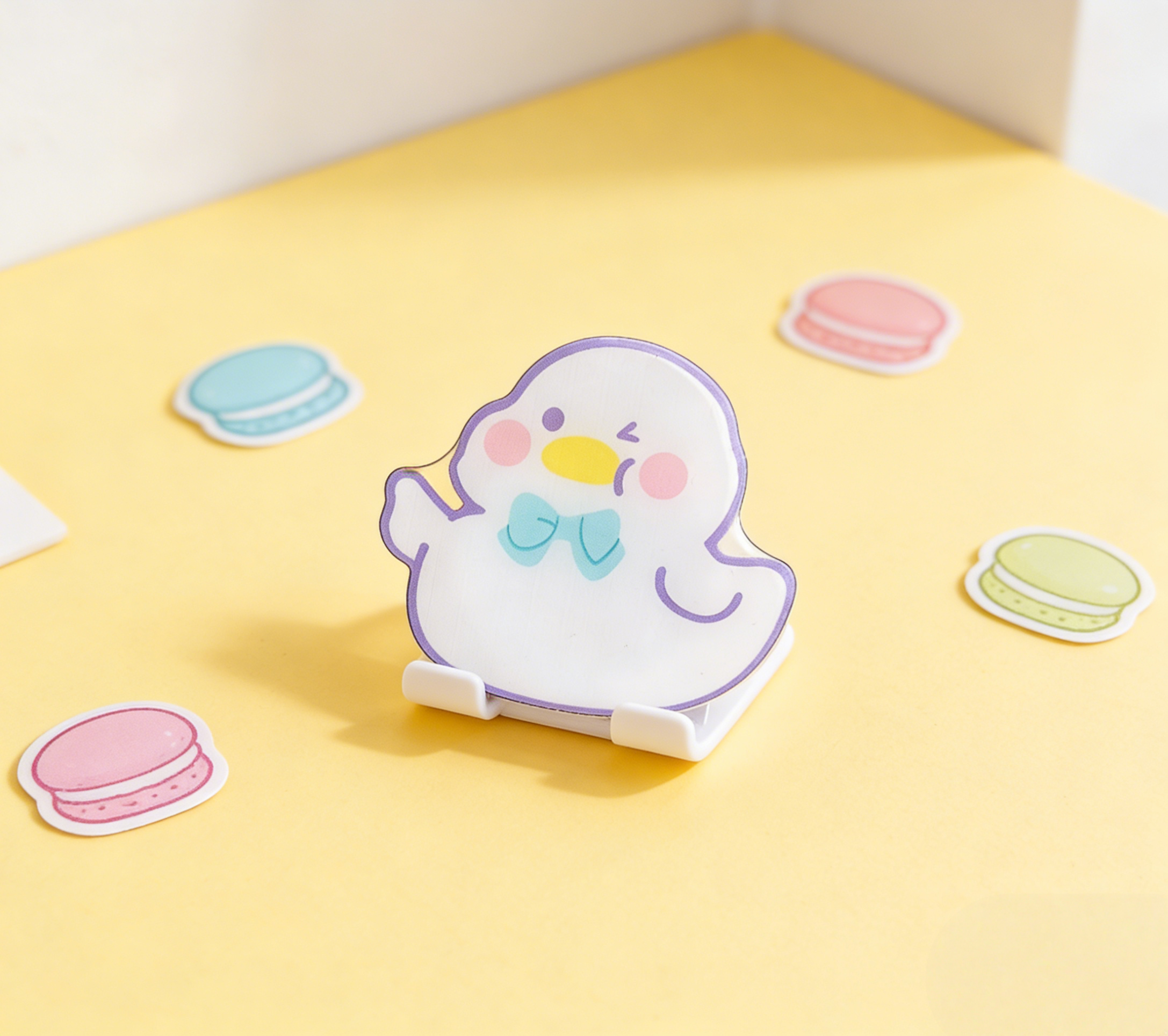 Cute Cartoon Duck Phone Grip Socket Clear Epoxy Mobile Holder With Adorable Pattern Stylish Cell Phone Stand